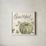 Happy Harvest VII Grateful by Silvia Vassileva. Shown in a crisp white glass frame for a clean and minimalist style. Available as an archival giclee rolled canvas, fine art paper, or poster print. SKU 75101a.