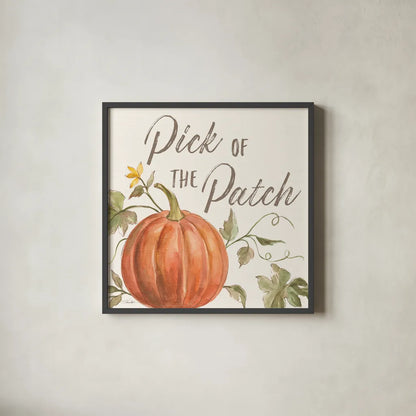 Happy Harvest VIII by Silvia Vassileva. Shown in a sleek black glass frame for a contemporary gallery look. Available as an archival giclee rolled canvas, fine art paper, or poster print. SKU 69093a.