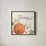 Happy Harvest VIII Thankful by Silvia Vassileva. Shown in a sleek black glass frame for a contemporary gallery look. Available as an archival giclee rolled canvas, fine art paper, or poster print. SKU 75102a.
