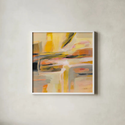 Happy Sunshine by Silvia Vassileva. Shown in a crisp white glass frame for a clean and minimalist style. Available as an archival giclee rolled canvas, fine art paper, or poster print. SKU 70149a.