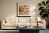 Happy Sunshine by Silvia Vassileva. Displayed in a glass frame with matte in a clean modern living room. Available as an archival giclee rolled canvas, fine art paper, or poster print. SKU 70149a.