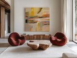 Happy Sunshine by Silvia Vassileva. Shown as extra-large giant wall art in a modern living room. Available as an archival giclee rolled canvas, fine art paper, or poster print. SKU 70149a.