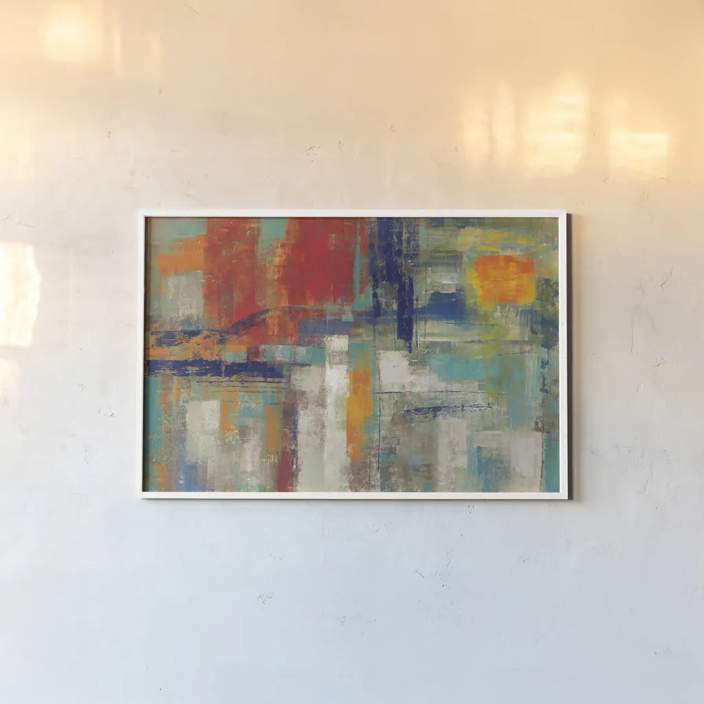 Harbor Sunset Bright by Silvia Vassileva. shown as a paper print in a white frame. Available as a archival giclee rolled canvas, fine art paper, or poster print. SKU 64574i.