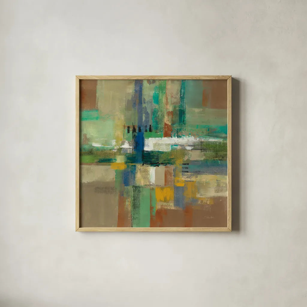 Harbor View by Silvia Vassileva. Shown in a natural wood glass frame for a timeless modern aesthetic. Available as an archival giclee rolled canvas, fine art paper, or poster print. SKU 95586a.