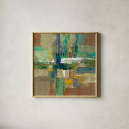 Harbor View by Silvia Vassileva. Shown in a natural wood glass frame for a timeless modern aesthetic. Available as an archival giclee rolled canvas, fine art paper, or poster print. SKU 95586a.