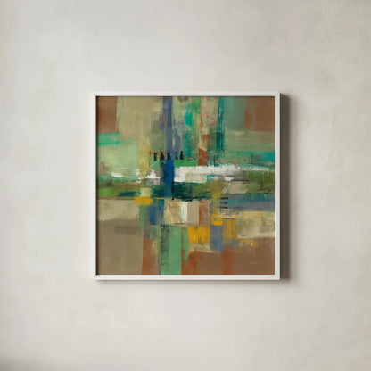 Harbor View by Silvia Vassileva. Shown in a crisp white glass frame for a clean and minimalist style. Available as an archival giclee rolled canvas, fine art paper, or poster print. SKU 95586a.