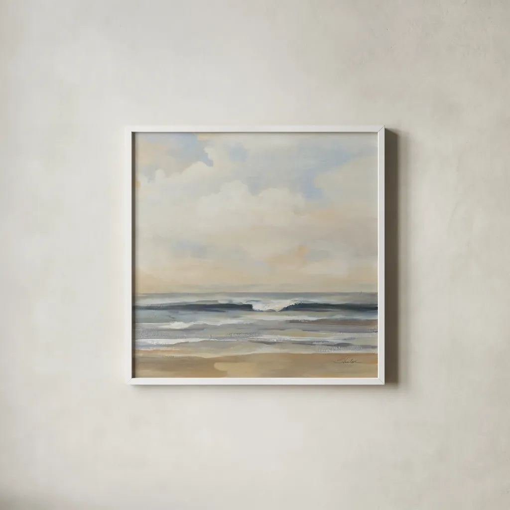 Haze by Silvia Vassileva. Shown in a crisp white glass frame for a clean and minimalist style. Available as an archival giclee rolled canvas, fine art paper, or poster print. SKU 90324a.