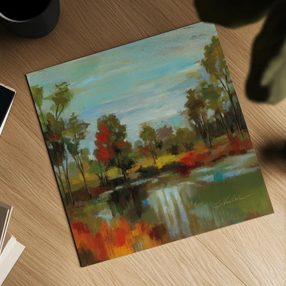 Hidden Pond Hues I by Silvia Vassileva. Shown as a detailed flat fine art print, highlighting archival giclee quality. Available as an archival giclee rolled canvas, fine art paper, or poster print. SKU 7324a.
