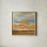High Desert Sky II Blue by Silvia Vassileva. Shown in a natural wood glass frame for a timeless modern aesthetic. Available as an archival giclee rolled canvas, fine art paper, or poster print. SKU 55344a.