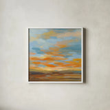 High Desert Sky II Bright Blue by Silvia Vassileva. Shown in a crisp white glass frame for a clean and minimalist style. Available as an archival giclee rolled canvas, fine art paper, or poster print. SKU 55345a.