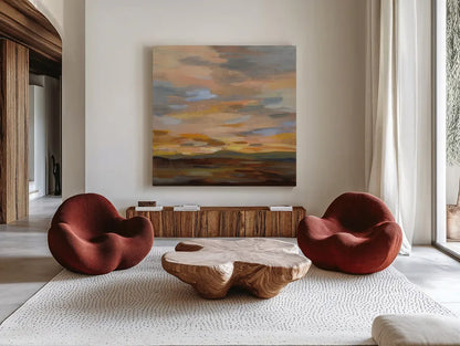 High Desert Sky III by Silvia Vassileva. Shown as extra-large giant wall art in a modern living room. Available as an archival giclee rolled canvas, fine art paper, or poster print. SKU 49265a.