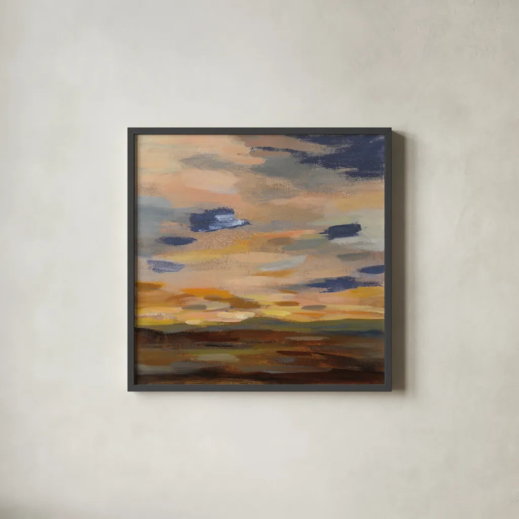 High Desert Sky III Navy by Silvia Vassileva. Shown in a sleek black glass frame for a contemporary gallery look. Available as an archival giclee rolled canvas, fine art paper, or poster print. SKU 56066a.