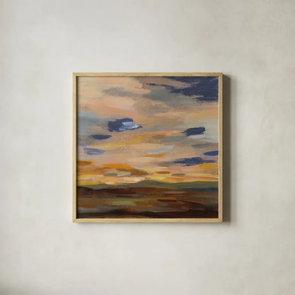 High Desert Sky III Navy by Silvia Vassileva. Shown in a natural wood glass frame for a timeless modern aesthetic. Available as an archival giclee rolled canvas, fine art paper, or poster print. SKU 56066a.