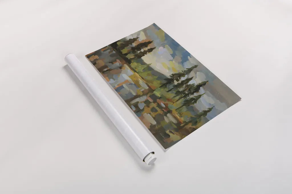 High Mountain Lake by Silvia Vassileva. shown as a rolled paper print. Available as archival giclee rolled canvas, fine art paper, or poster print. SKU 89312i.