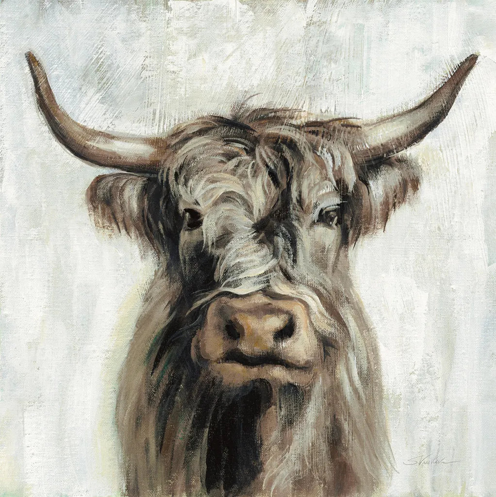 Highland Cow Brown by Silvia Vassileva. SKU 70632a. Archival Giclee Fine art print for wall decor.