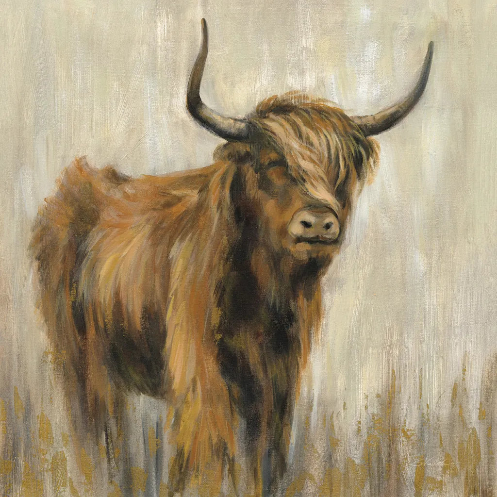 Highland Mountain Cow by Silvia Vassileva. SKU 55090a. Archival Giclee Fine art print for wall decor.