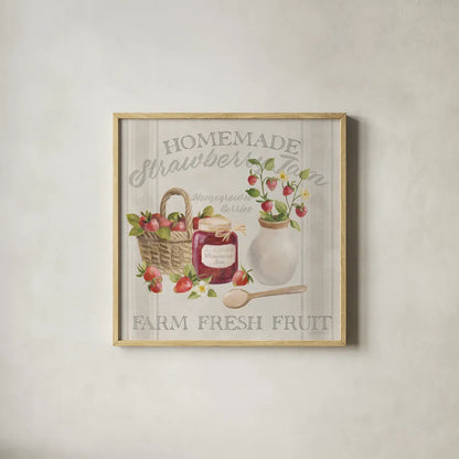 Homemade Happiness III by Silvia Vassileva. Shown in a natural wood glass frame for a timeless modern aesthetic. Available as an archival giclee rolled canvas, fine art paper, or poster print. SKU 66782a.