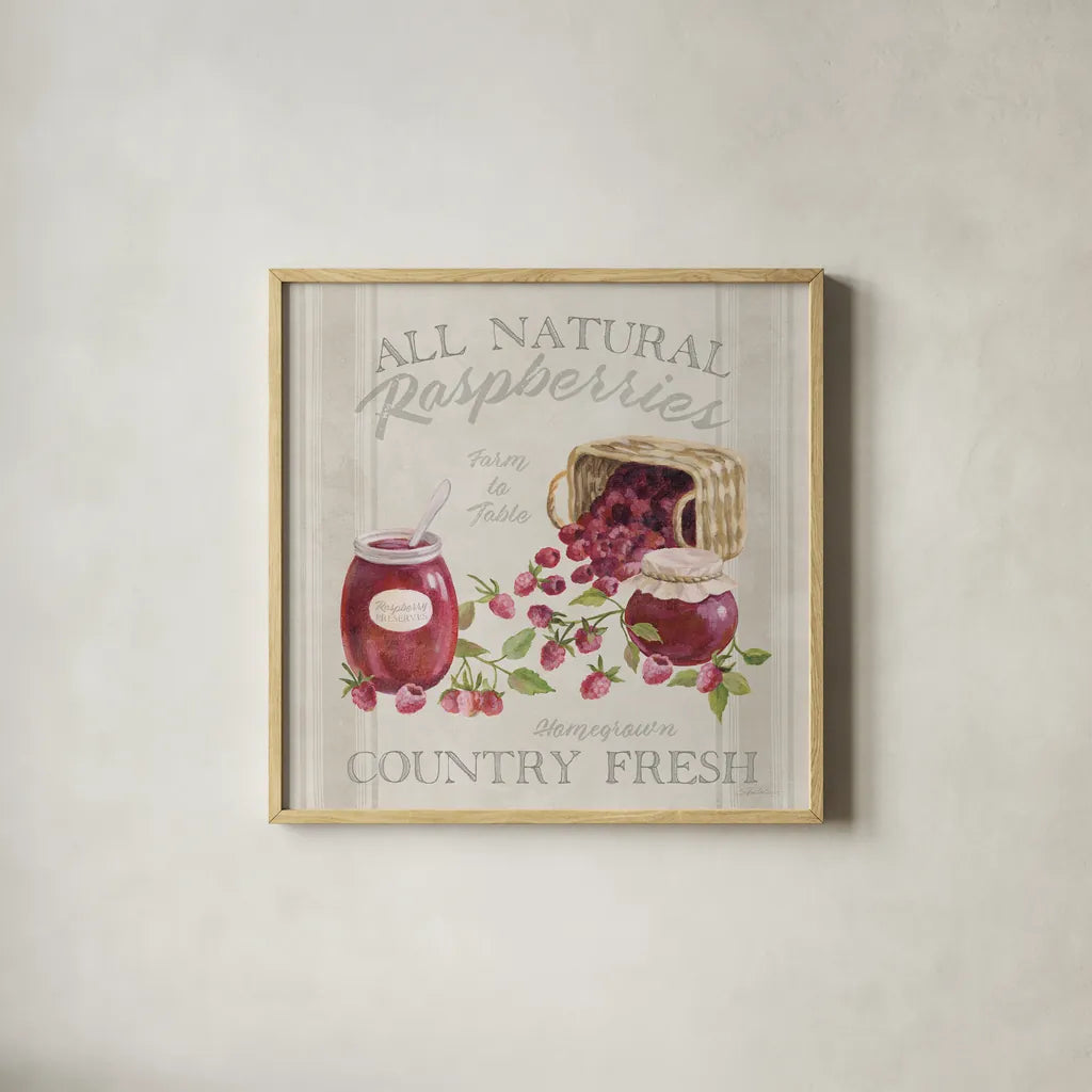 Homemade Happiness IV by Silvia Vassileva. Shown in a natural wood glass frame for a timeless modern aesthetic. Available as an archival giclee rolled canvas, fine art paper, or poster print. SKU 66783a.