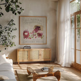 Homemade Happiness IV by Silvia Vassileva. Shown in a natural wood frame in a cozy modern living room. Available as an archival giclee rolled canvas, fine art paper, or poster print. SKU 66783a.