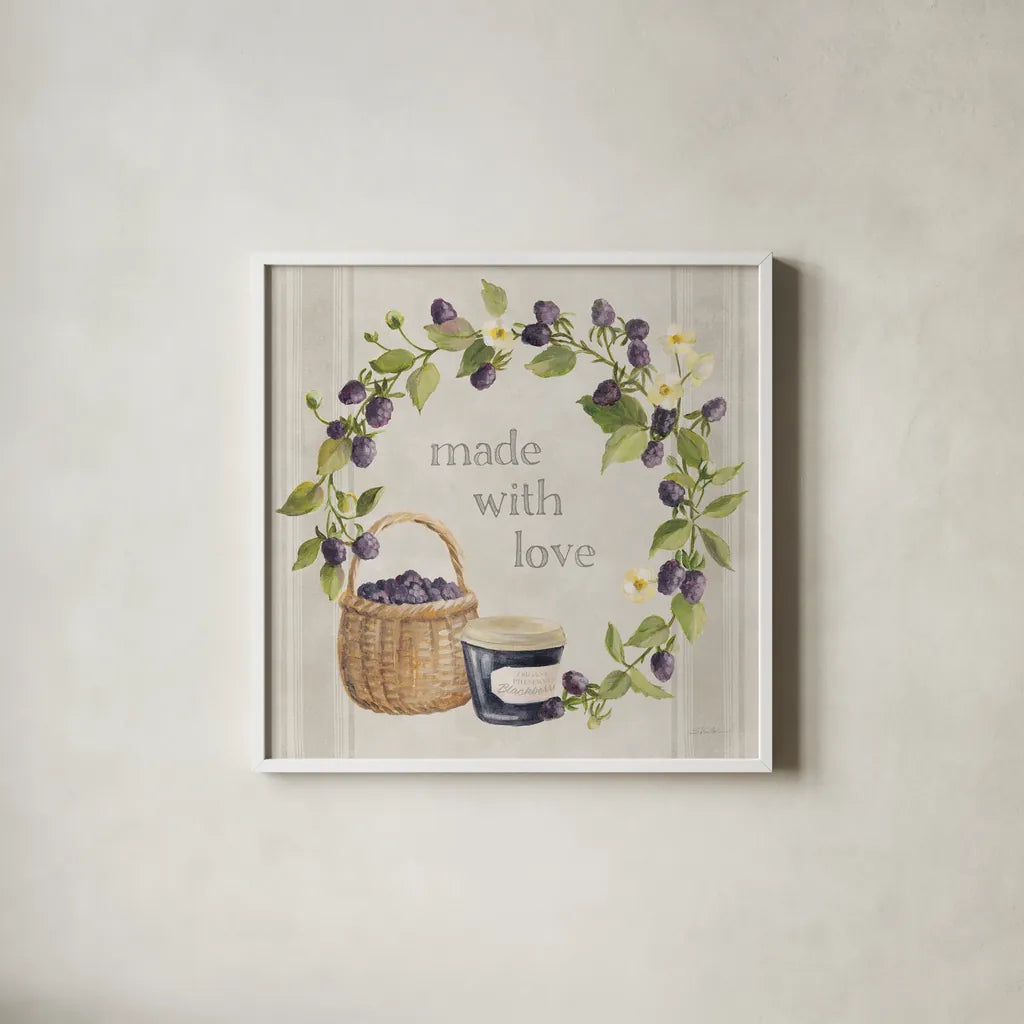 Homemade Happiness IX by Silvia Vassileva. Shown in a crisp white glass frame for a clean and minimalist style. Available as an archival giclee rolled canvas, fine art paper, or poster print. SKU 66788a.