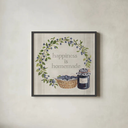 Homemade Happiness VI by Silvia Vassileva. Shown in a sleek black glass frame for a contemporary gallery look. Available as an archival giclee rolled canvas, fine art paper, or poster print. SKU 66785a.