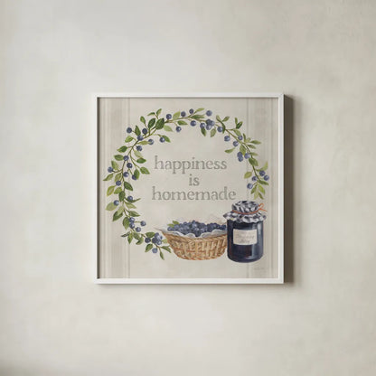 Homemade Happiness VI by Silvia Vassileva. Shown in a crisp white glass frame for a clean and minimalist style. Available as an archival giclee rolled canvas, fine art paper, or poster print. SKU 66785a.