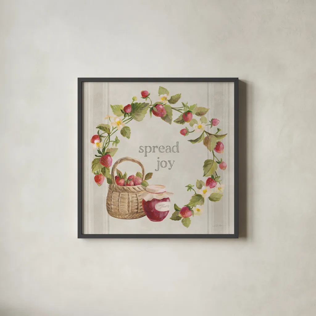 Homemade Happiness VII by Silvia Vassileva. Shown in a sleek black glass frame for a contemporary gallery look. Available as an archival giclee rolled canvas, fine art paper, or poster print. SKU 66786a.