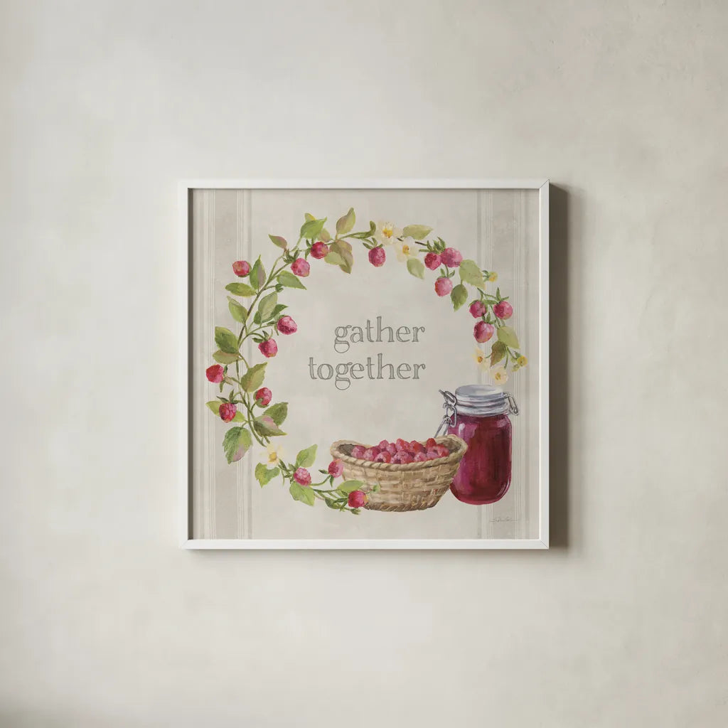 Homemade Happiness VIII by Silvia Vassileva. Shown in a crisp white glass frame for a clean and minimalist style. Available as an archival giclee rolled canvas, fine art paper, or poster print. SKU 66787a.