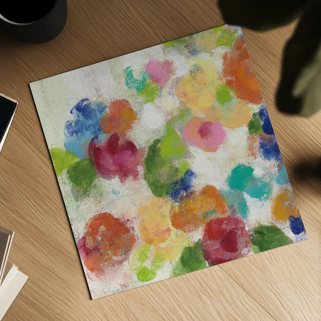 Hydrangea Bouquet I Square I by Silvia Vassileva. Shown as a detailed flat fine art print, highlighting archival giclee quality. Available as an archival giclee rolled canvas, fine art paper, or poster print. SKU 36447a.