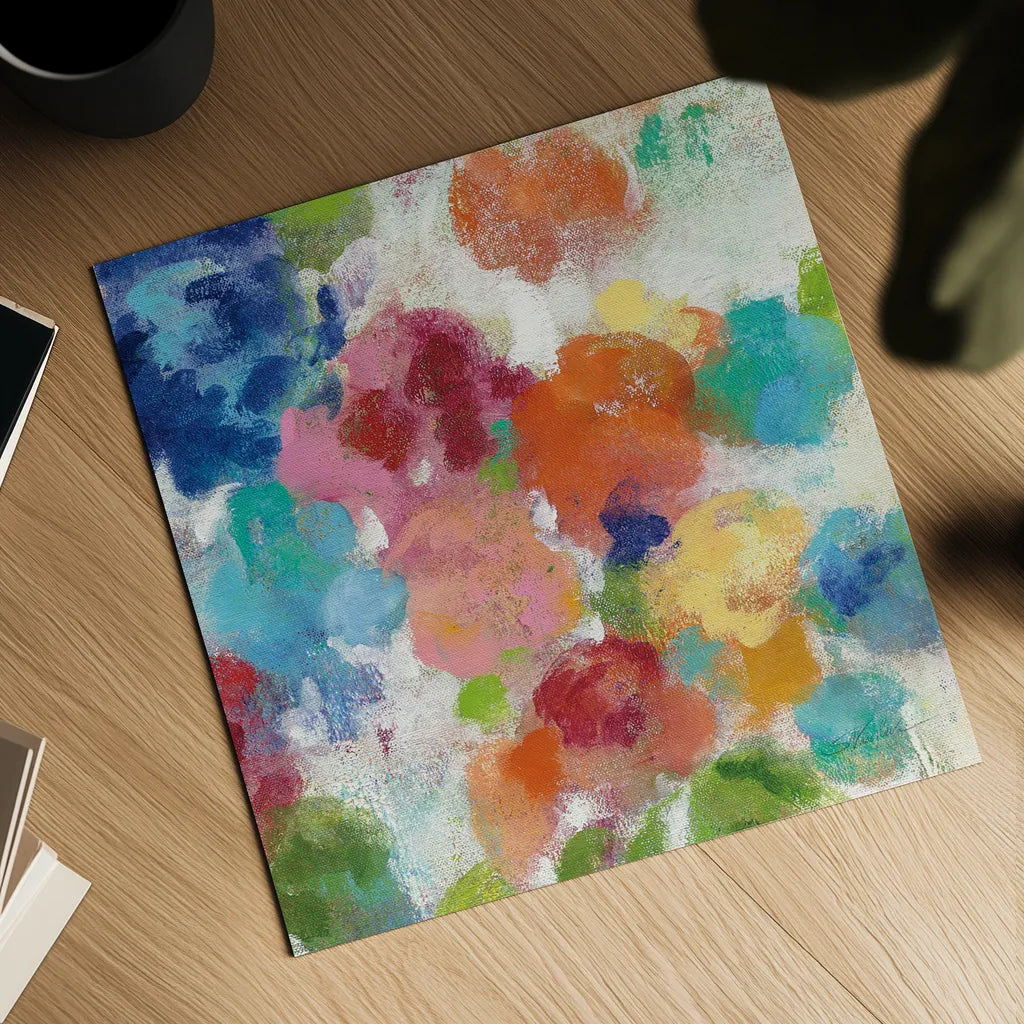 Hydrangea Bouquet I Square III by Silvia Vassileva. Shown as a detailed flat fine art print, highlighting archival giclee quality. Available as an archival giclee rolled canvas, fine art paper, or poster print. SKU 36449a.