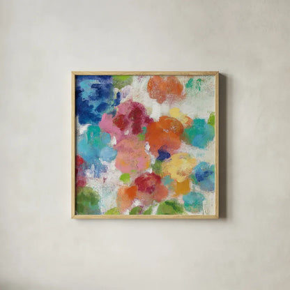 Hydrangea Bouquet I Square III by Silvia Vassileva. Shown in a natural wood glass frame for a timeless modern aesthetic. Available as an archival giclee rolled canvas, fine art paper, or poster print. SKU 36449a.