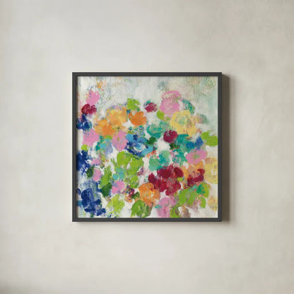 Hydrangea Bouquet III by Silvia Vassileva. Shown in a sleek black glass frame for a contemporary gallery look. Available as an archival giclee rolled canvas, fine art paper, or poster print. SKU 35837a.