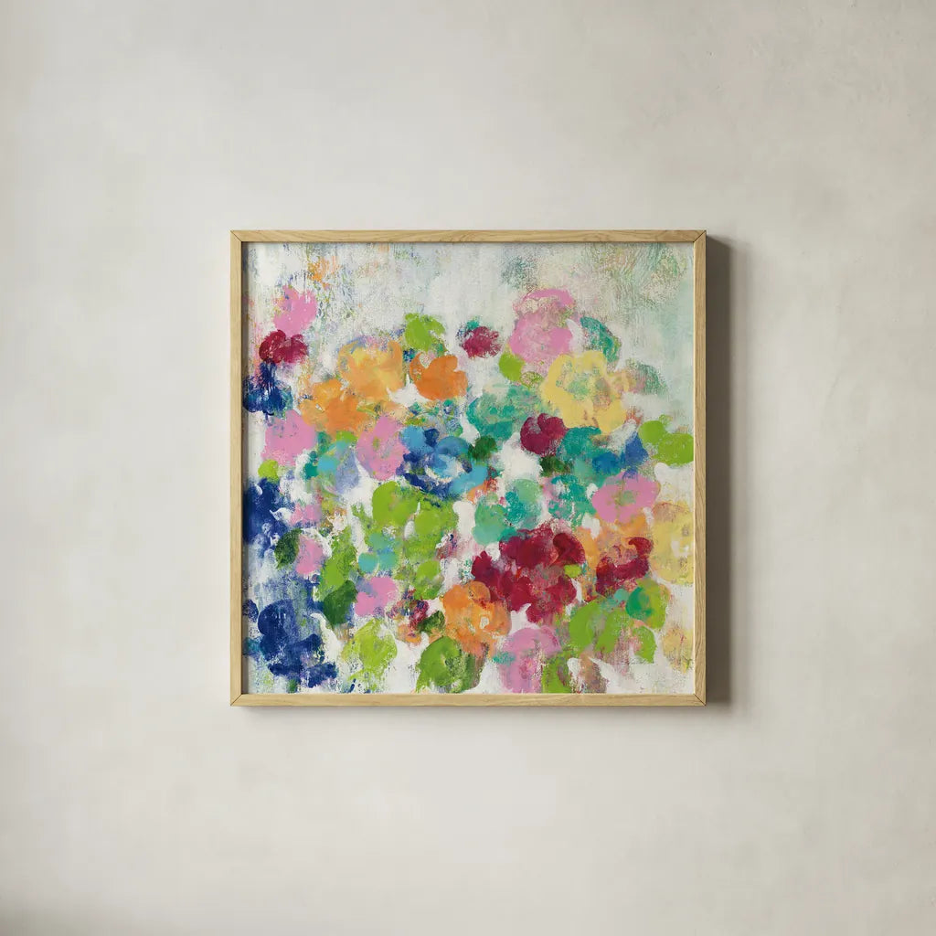Hydrangea Bouquet III by Silvia Vassileva. Shown in a natural wood glass frame for a timeless modern aesthetic. Available as an archival giclee rolled canvas, fine art paper, or poster print. SKU 35837a.