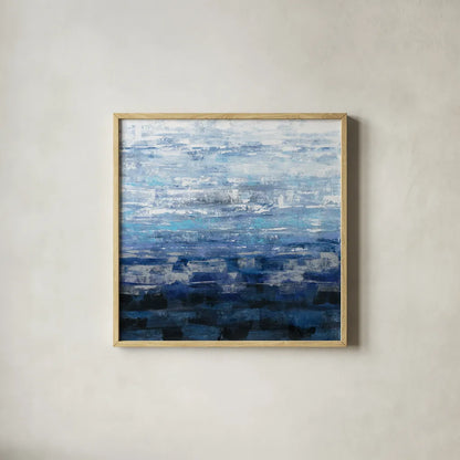 Icelandic Wave by Silvia Vassileva. Shown in a natural wood glass frame for a timeless modern aesthetic. Available as an archival giclee rolled canvas, fine art paper, or poster print. SKU 35831a.