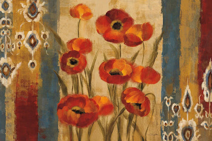 Ikat Floral Tapestry by Silvia Vassileva. SKU 6221i. Archival Giclee Fine art print for wall decor.