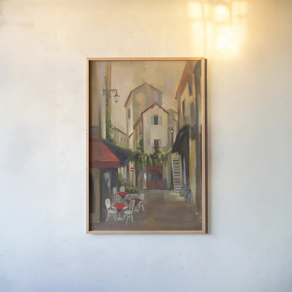 In Town by Silvia Vassileva. shown as a paper print in a natural frame. Available as a archival giclee rolled canvas, fine art paper, or poster print. SKU 60319h.