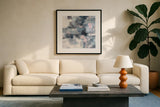 In the Clouds Neutral Pink Crop by Silvia Vassileva. Displayed in a glass frame with matte in a clean modern living room. Available as an archival giclee rolled canvas, fine art paper, or poster print. SKU 47866a.