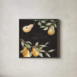 In the Orchard III Dark by Silvia Vassileva. Shown in a sleek black glass frame for a contemporary gallery look. Available as an archival giclee rolled canvas, fine art paper, or poster print. SKU 93724a.