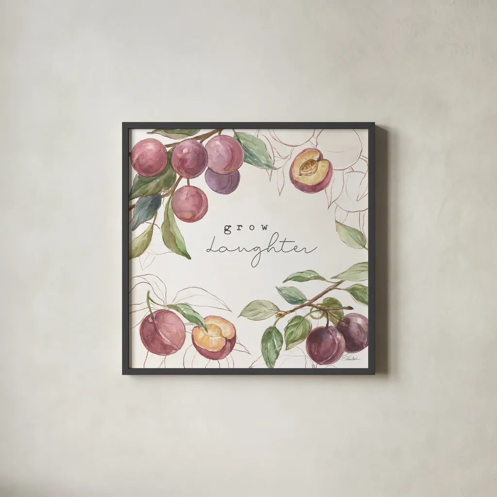 In the Orchard IV by Silvia Vassileva. Shown in a sleek black glass frame for a contemporary gallery look. Available as an archival giclee rolled canvas, fine art paper, or poster print. SKU 73601a.