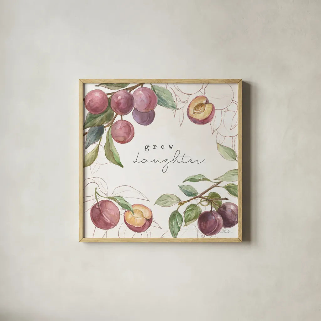 In the Orchard IV by Silvia Vassileva. Shown in a natural wood glass frame for a timeless modern aesthetic. Available as an archival giclee rolled canvas, fine art paper, or poster print. SKU 73601a.