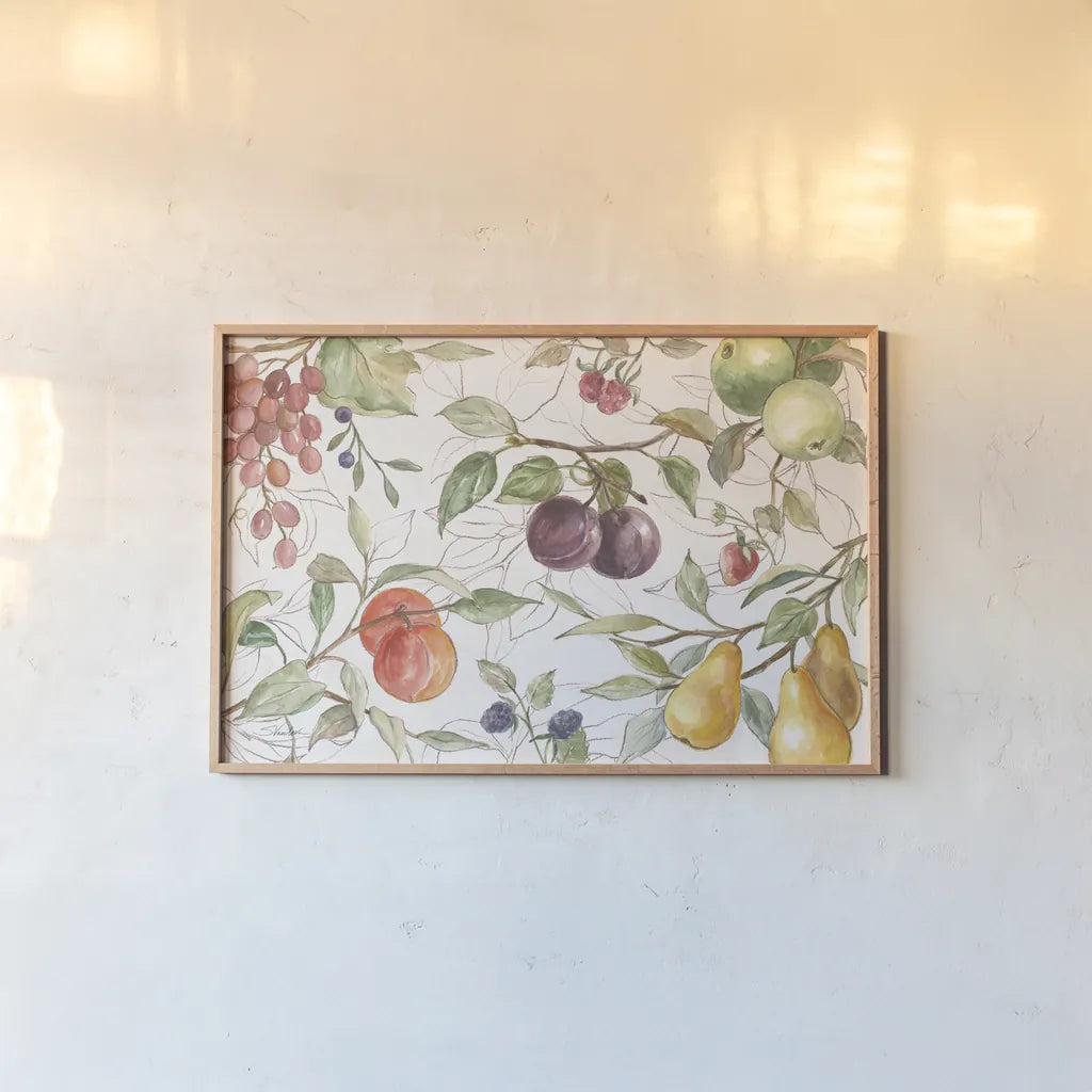 In the Orchard VI by Silvia Vassileva. shown as a paper print in a natural frame. Available as a archival giclee rolled canvas, fine art paper, or poster print. SKU 73603i.