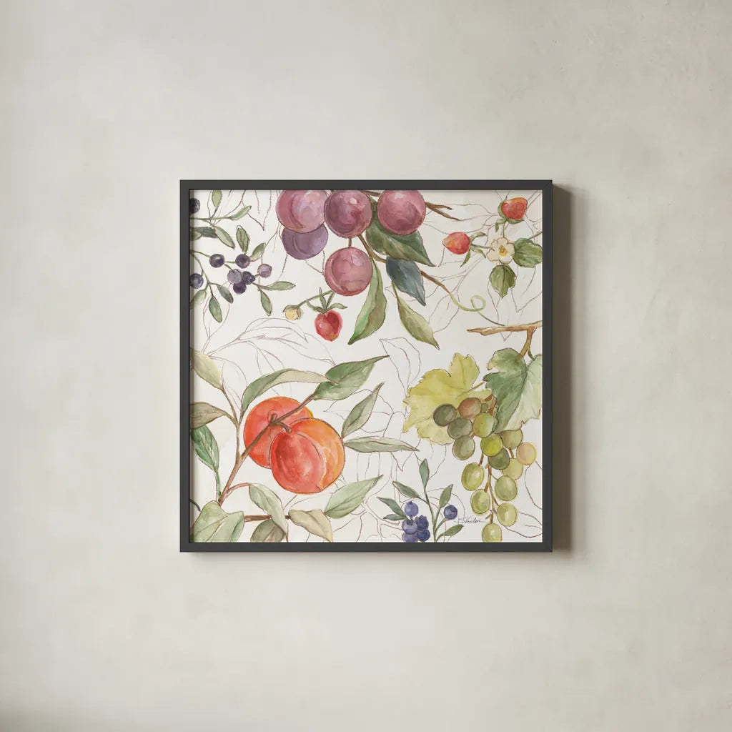 In the Orchard VIII by Silvia Vassileva. Shown in a sleek black glass frame for a contemporary gallery look. Available as an archival giclee rolled canvas, fine art paper, or poster print. SKU 73605a.