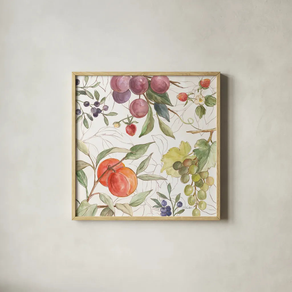 In the Orchard VIII by Silvia Vassileva. Shown in a natural wood glass frame for a timeless modern aesthetic. Available as an archival giclee rolled canvas, fine art paper, or poster print. SKU 73605a.