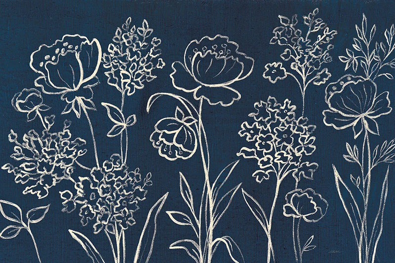 Indigo Floral I by Silvia Vassileva. SKU 29153i. Archival Giclee Fine art print for wall decor.