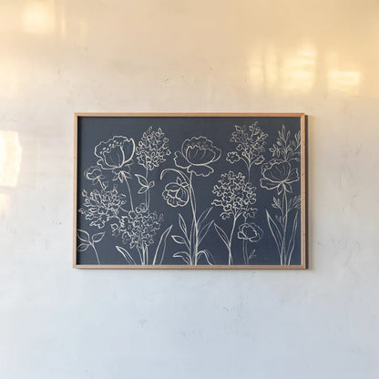 Indigo Floral I by Silvia Vassileva. shown as a paper print in a natural frame. Available as a archival giclee rolled canvas, fine art paper, or poster print. SKU 29153i.