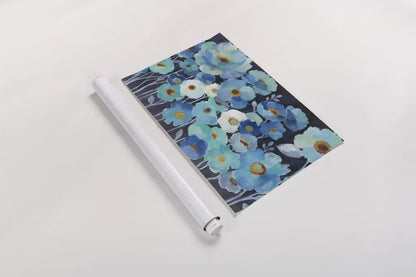 Indigo Flowers by Silvia Vassileva. shown as a rolled paper print. Available as archival giclee rolled canvas, fine art paper, or poster print. SKU 17474i.