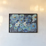 Indigo Flowers by Silvia Vassileva. shown as a paper print in a black flame. Available as a archival giclee rolled canvas, fine art paper, or poster print. SKU 17474i.