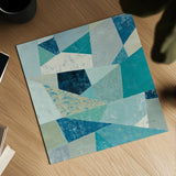 Indigo Geo Metric II Soft by Silvia Vassileva. Shown as a detailed flat fine art print, highlighting archival giclee quality. Available as an archival giclee rolled canvas, fine art paper, or poster print. SKU 30773a.