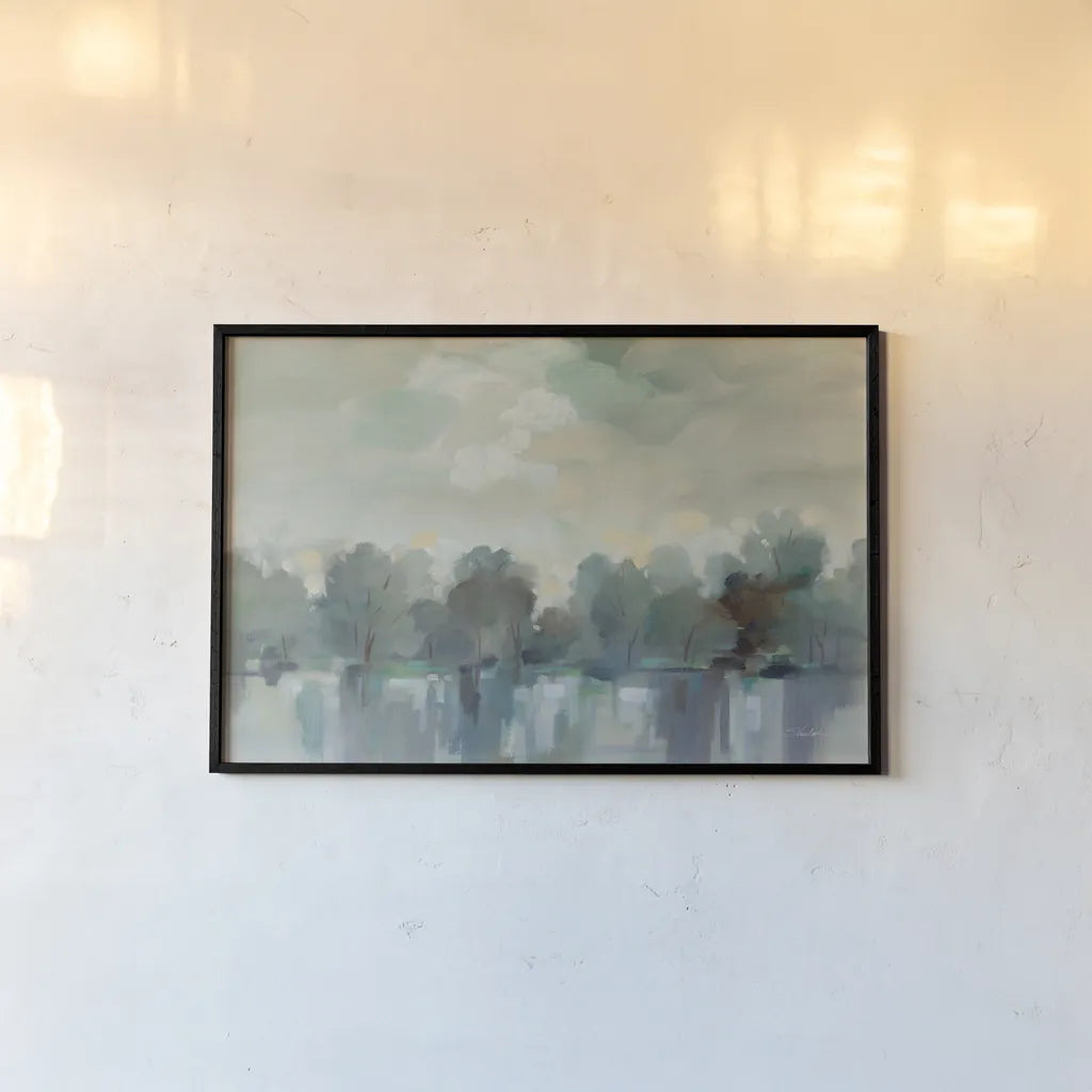 Indigo Haze by Silvia Vassileva. shown as a paper print in a black flame. Available as a archival giclee rolled canvas, fine art paper, or poster print. SKU 95135i.