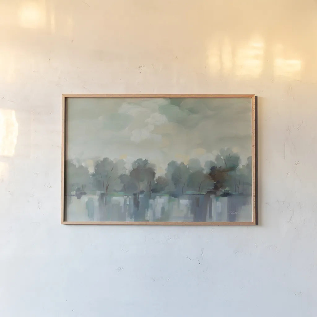 Indigo Haze by Silvia Vassileva. shown as a paper print in a natural frame. Available as a archival giclee rolled canvas, fine art paper, or poster print. SKU 95135i.